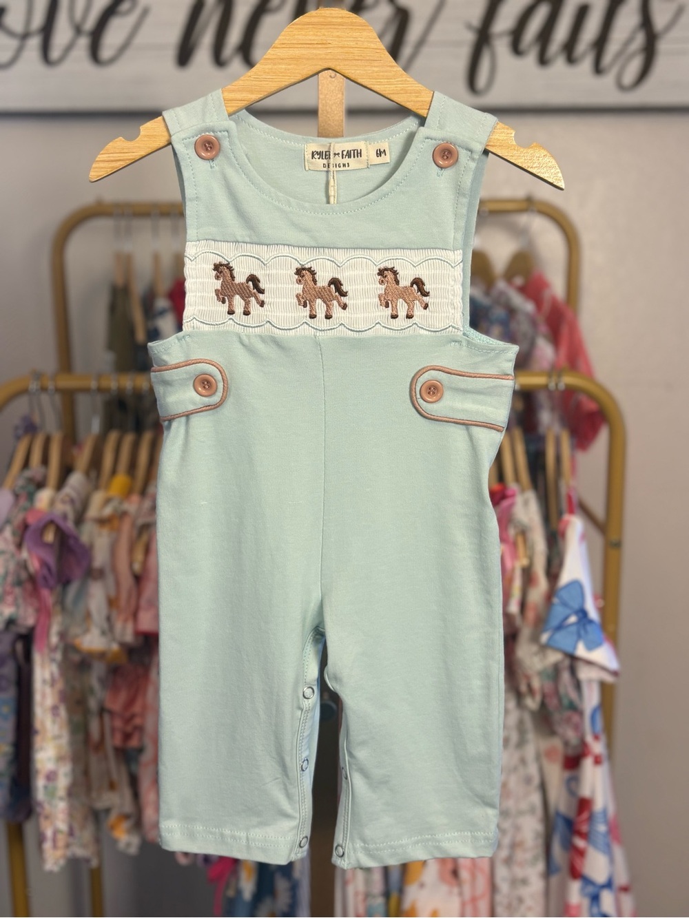 Rylee Faith Designs Western horse embroidery boys Jonjon sleeveless, romper 6M